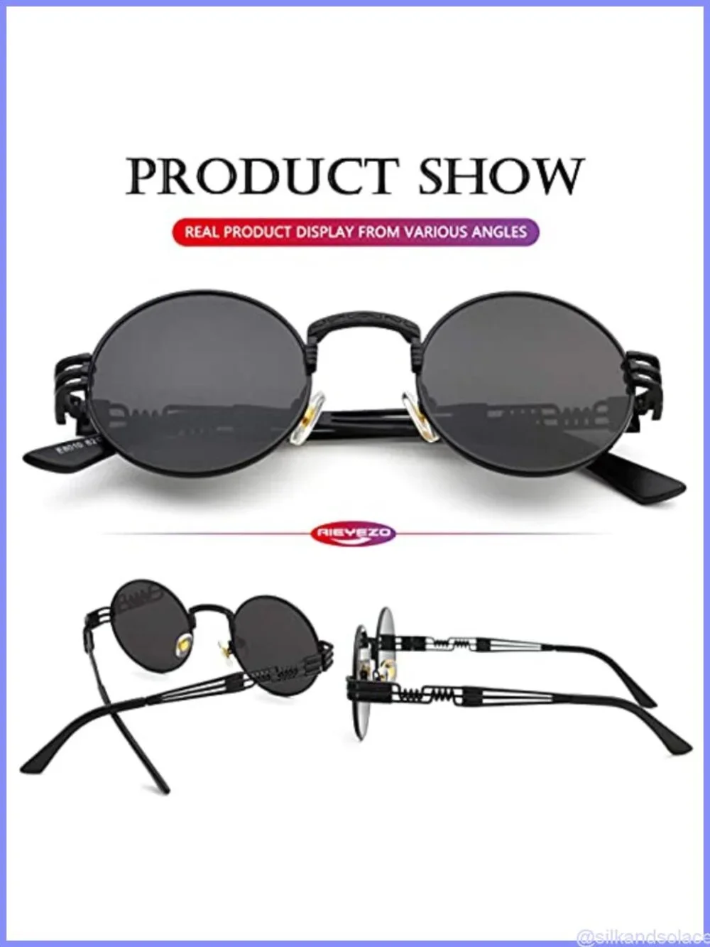 Round Steampunk Polarized Sunglasses Stainless Steel Frame UV Blocking